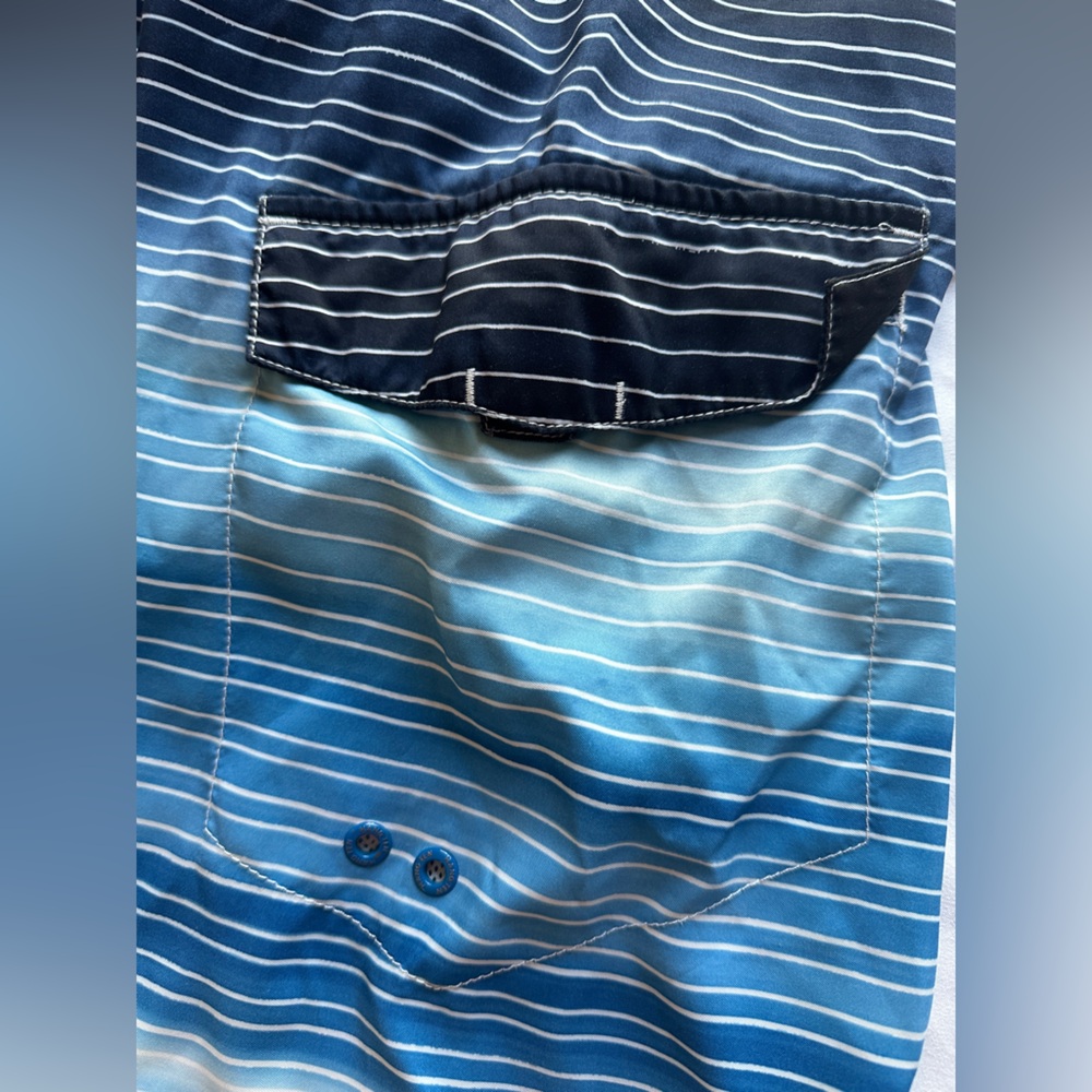 Hang Ten Men’s Striped Blue Ombre Board Shorts - Picture 5 of 5
